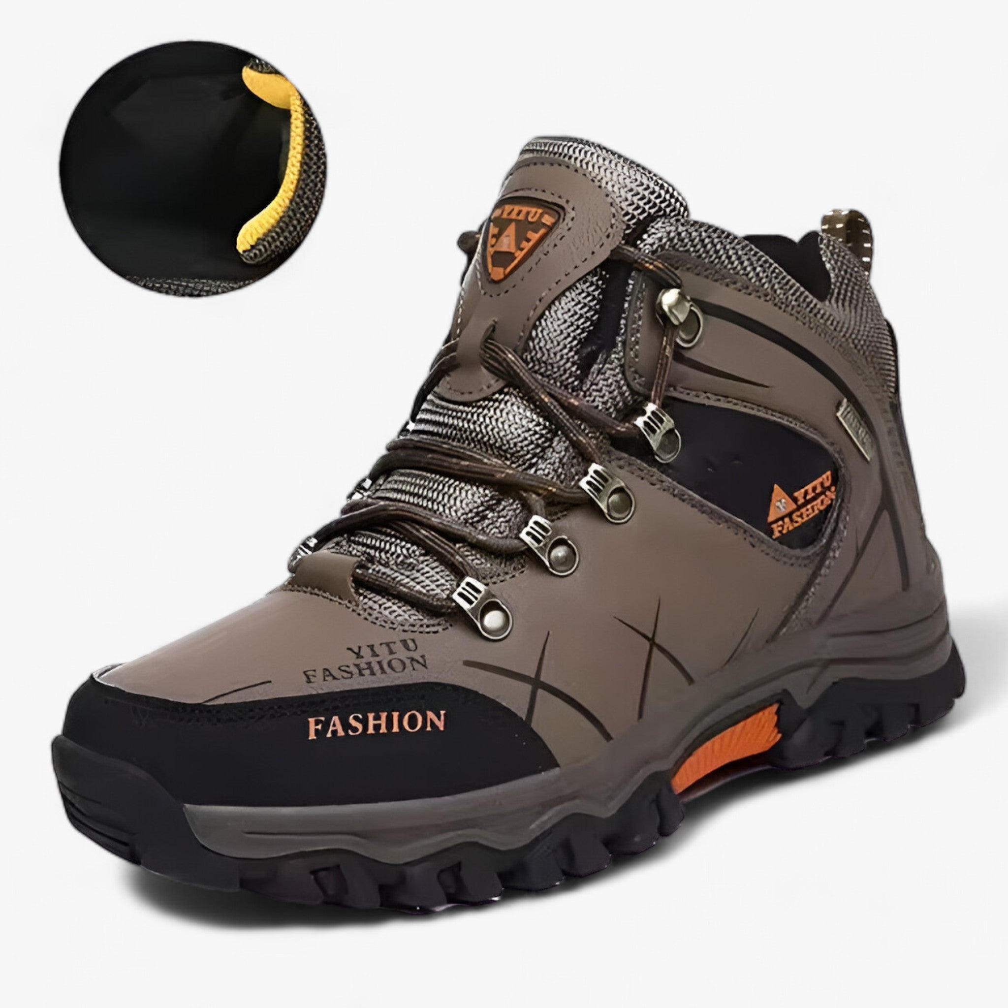 Nordvail Botas de Neve em Pele – Botas Masculinas Impermeáveis com Forro Quente & Sola Antiderrapante