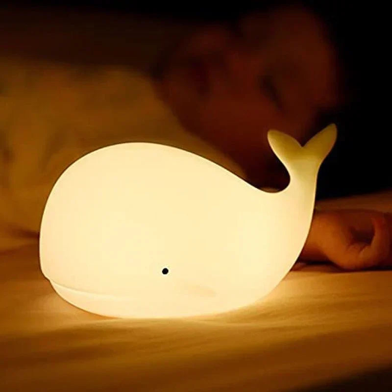 GlowWhale Nachtlampje – Zacht Siliconen, Touch-Bediening & Rustgevend Kleurenlicht