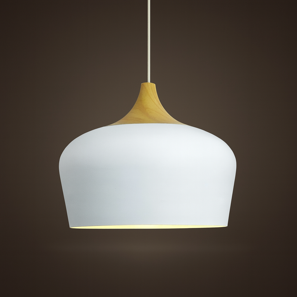 Làmpada penjant pastel Coloria – alumini i fusta amb cable ajustable en disseny retro