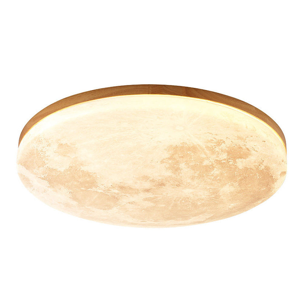 Lunaro Lámpara de Techo – Diseño Moderno Redondo de Madera Maciza con Iluminación LED Cálida