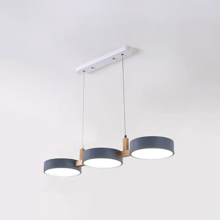 Nordura Suspension – Design cylindrique scandinave avec plusieurs points lumineux LED et accents en bois