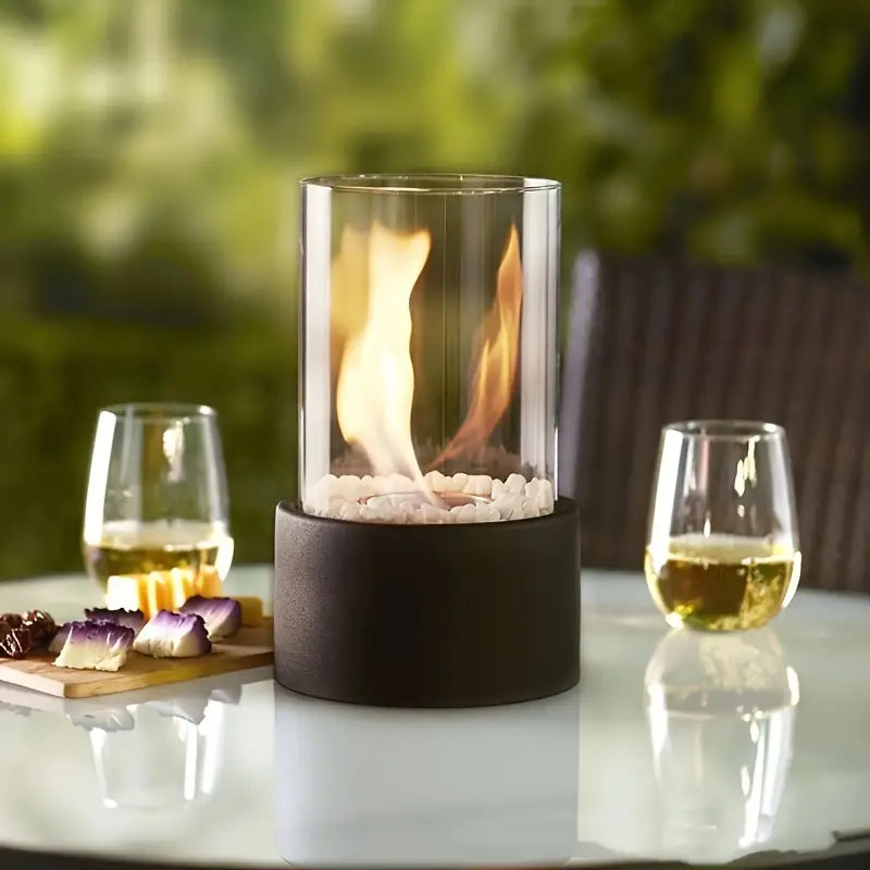 Fervora – Chimenea de ambiente redonda de bioetanol de acero inoxidable – Chimenea de jardín para interior y exterior