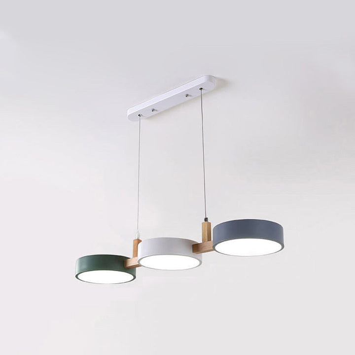 Nordura Suspension – Design cylindrique scandinave avec plusieurs points lumineux LED et accents en bois