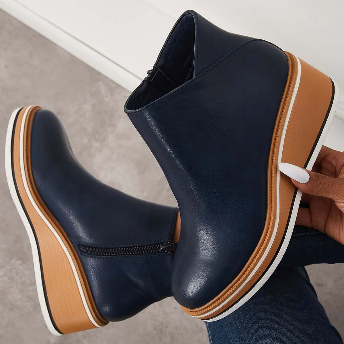 Dames Wedge Enkelboots – Comfortabele Platform Instappers met Rits Vestragear