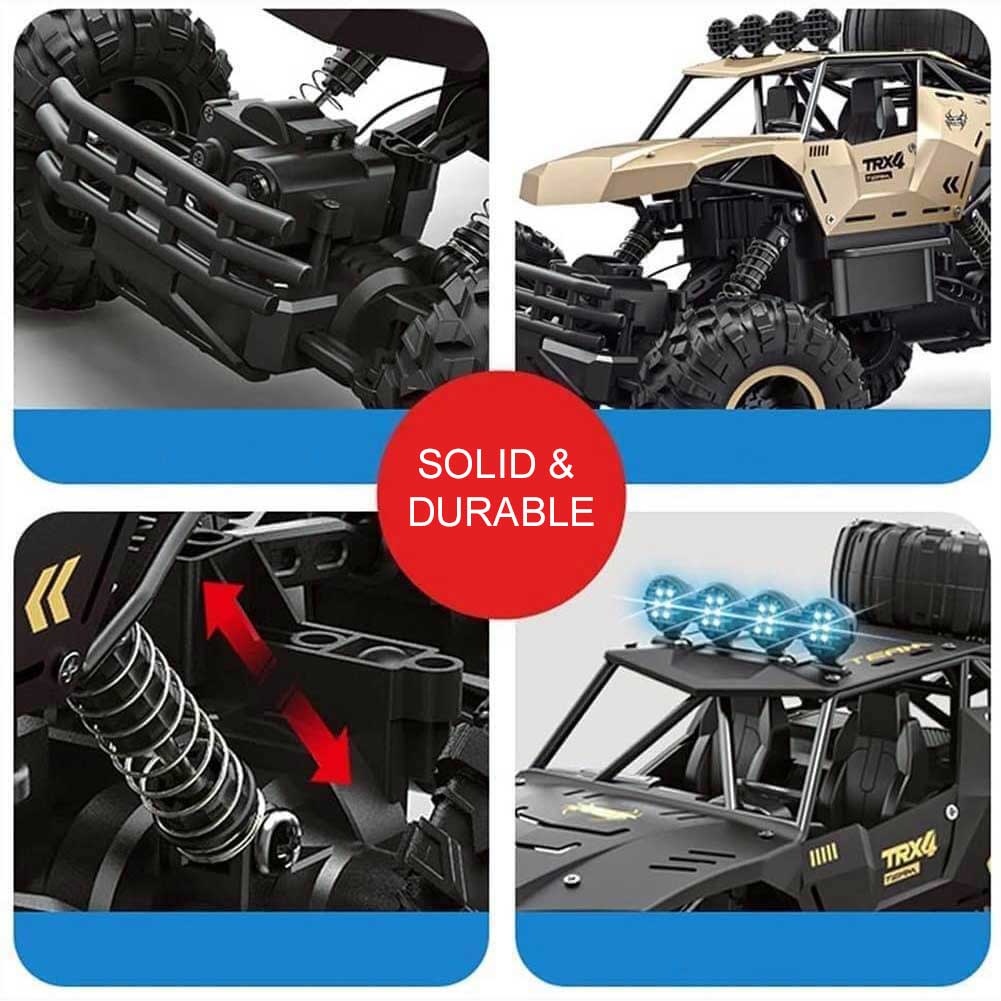 Rovaro – Monstertruck RC 6WD 1:12 con LED & 52 km/h – Potente fuoristrada