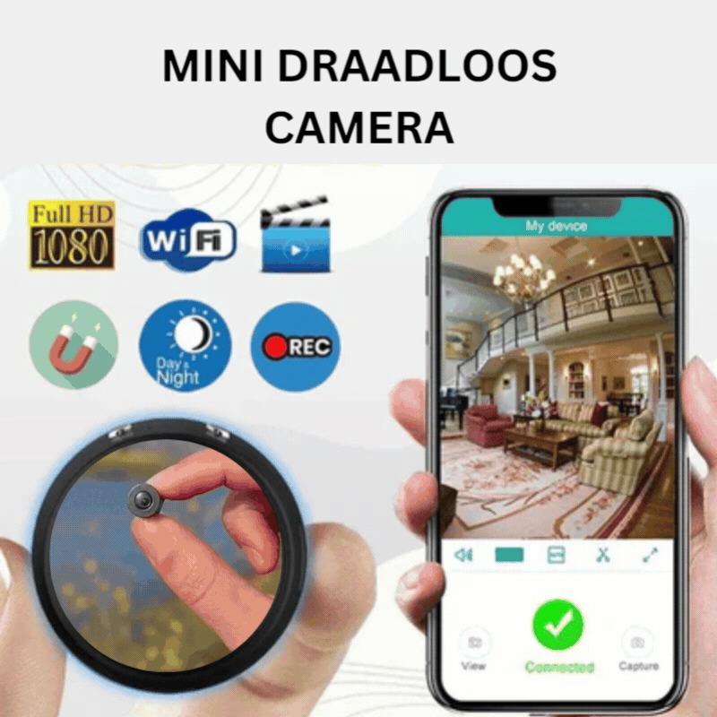SafeView Mini câmara WLAN – Sem fios 1080P HD com visão noturna