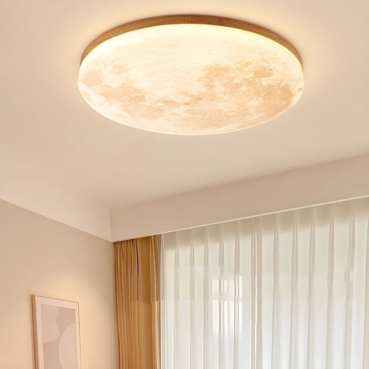 Lunaro Lámpara de Techo – Diseño Moderno Redondo de Madera Maciza con Iluminación LED Cálida