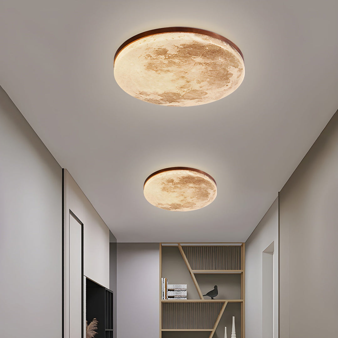 Lunaro Lámpara de Techo – Diseño Moderno Redondo de Madera Maciza con Iluminación LED Cálida
