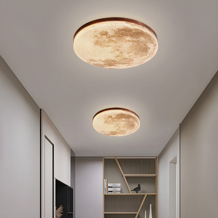 Lunaro Lámpara de Techo – Diseño Moderno Redondo de Madera Maciza con Iluminación LED Cálida
