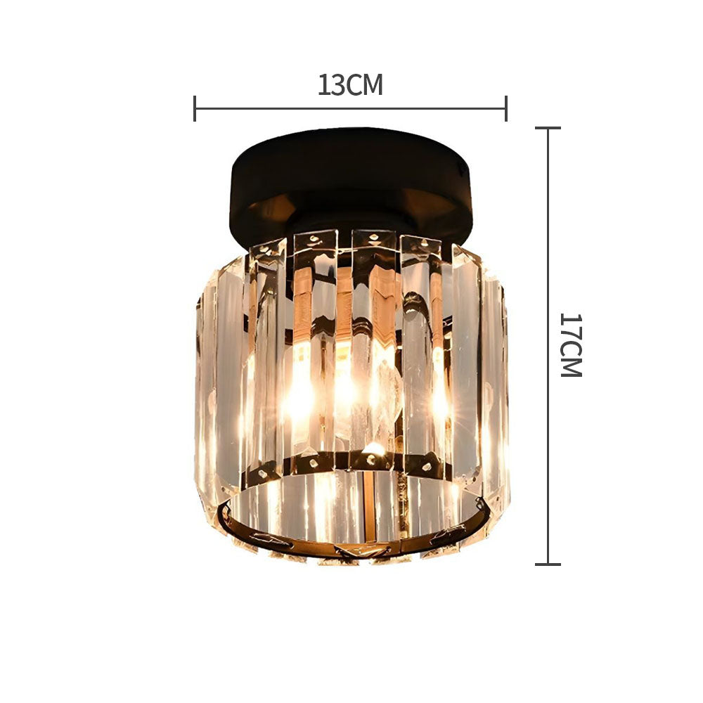 Montaro Plafondlamp – Zwarte plafondlamp met kristallen kap en messing accenten
