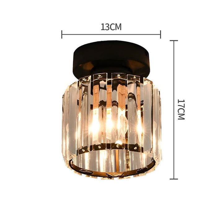 Montaro Plafondlamp – Zwarte plafondlamp met kristallen kap en messing accenten