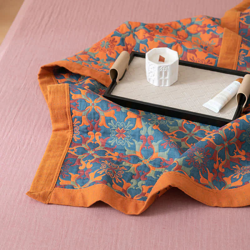 Solmere Edredón – Edredón de algodón biológico de seis capas con diseño reversible naranja-azul