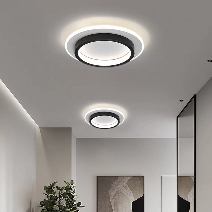 Eldaro Lámpara de techo – Lámpara de techo LED redonda de metal y acrílico con diseño moderno minimalista