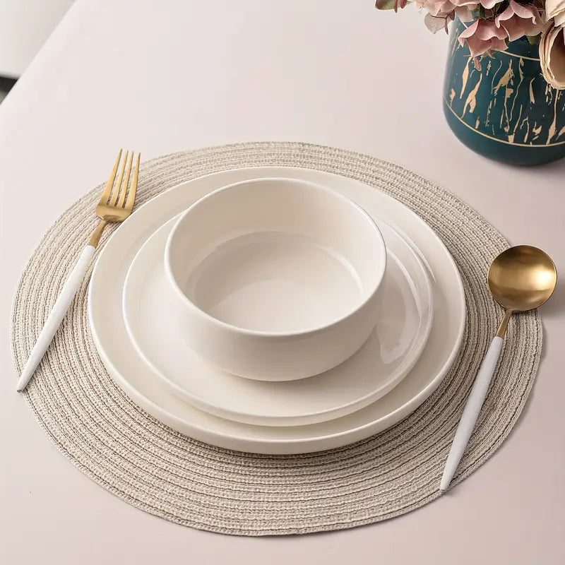 12-delige Dinnerset | Wit Porselein Serviesset voor 4 Personen | Borden en Schalen 1