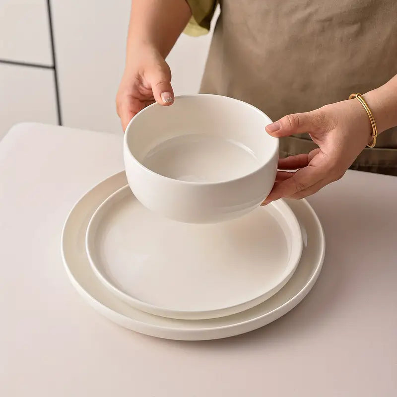 12-delige Dinnerset | Wit Porselein Serviesset voor 4 Personen | Borden en Schalen 4