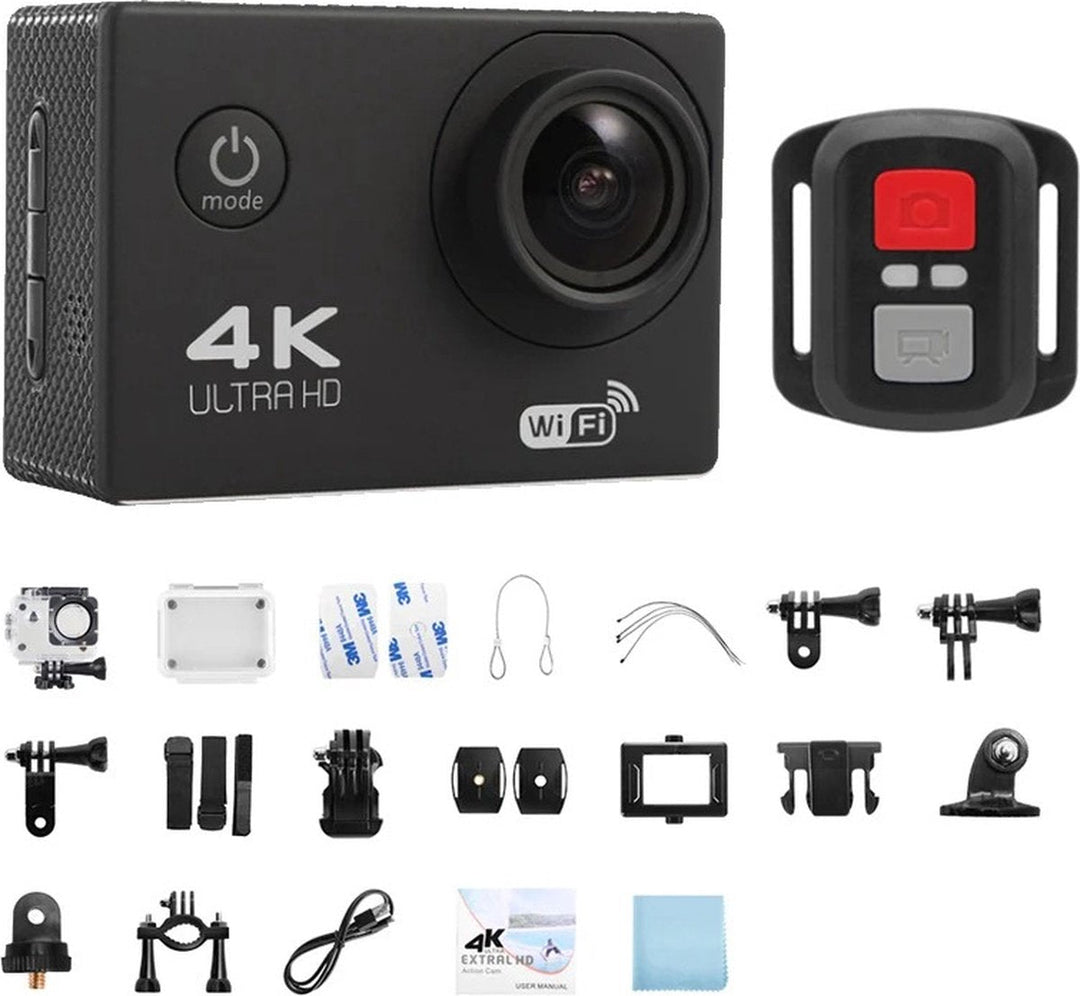 Câmara de ação 4K – Imagem nítida, 60FPS e à prova de água até 30 m