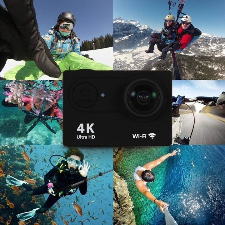 Câmara de ação 4K – Imagem nítida, 60FPS e à prova de água até 30 m