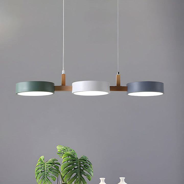 Nordura Suspension – Design cylindrique scandinave avec plusieurs points lumineux LED et accents en bois
