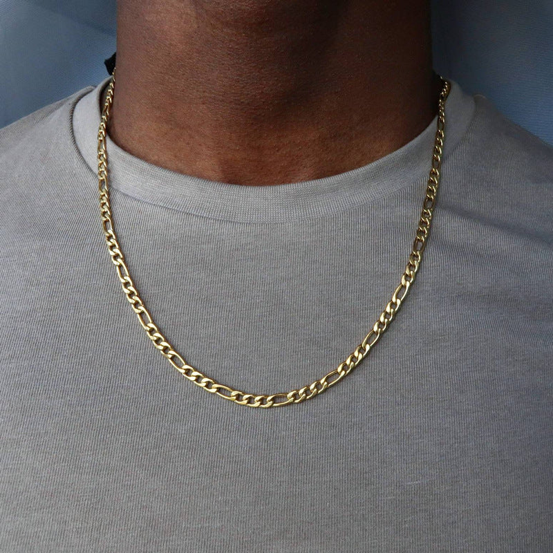 Forgeon – Herenketting roestvrij staal met lederlook – minimalistisch design