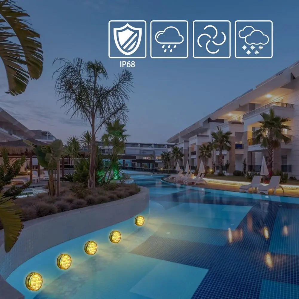 AquaGlow Waterdichte LED Verlichting – Oplaadbaar, Kleurrijk & Geschikt voor Vijver of Zwembad