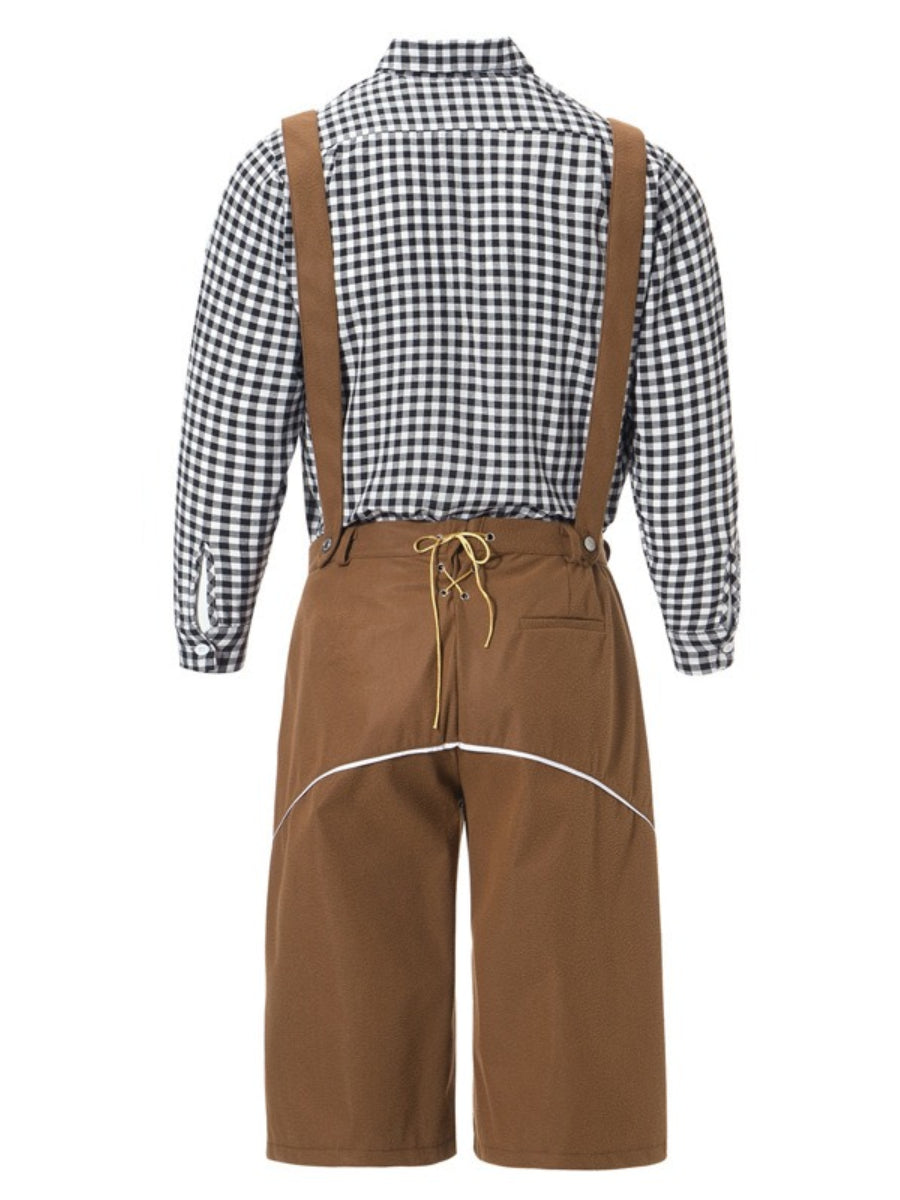 AlpenKraft – Set Costume Lederhosen con Camicia a Quadri – Il Tuo Essenziale per l'Oktoberfest
