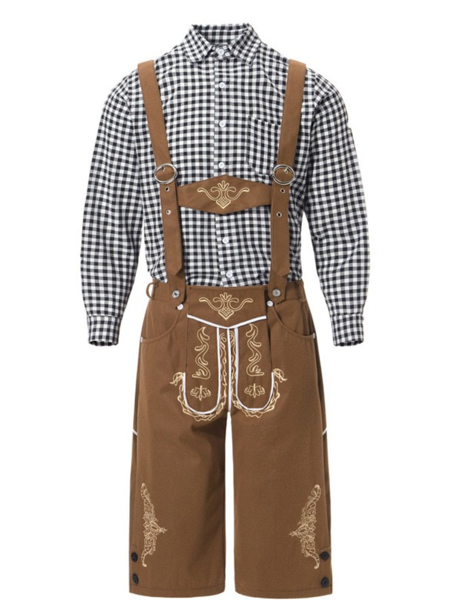 AlpenKraft – Set Costume Lederhosen con Camicia a Quadri – Il Tuo Essenziale per l'Oktoberfest