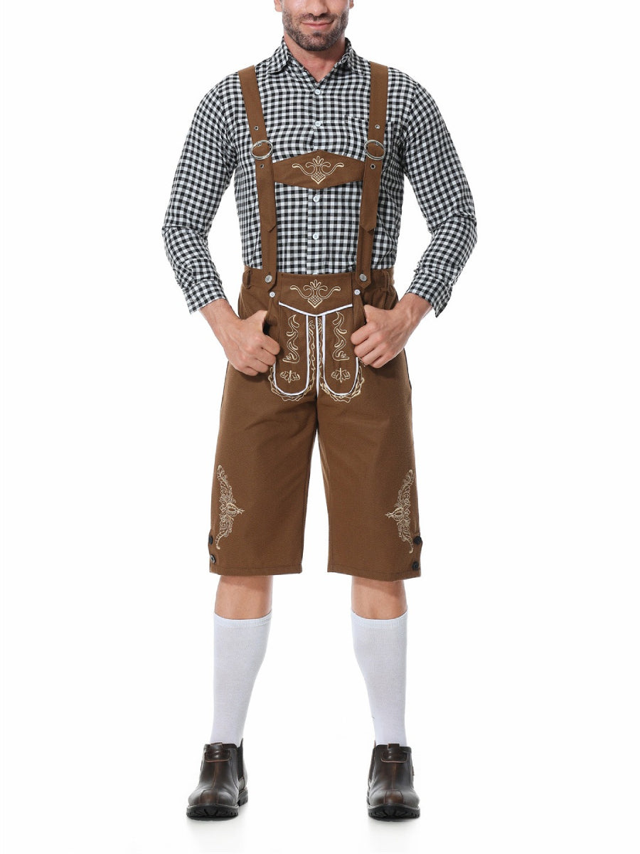 AlpenKraft – Set Costume Lederhosen con Camicia a Quadri – Il Tuo Essenziale per l'Oktoberfest