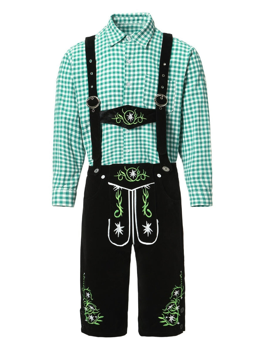 AlpenKraft – Set Costume Lederhosen con Camicia a Quadri – Il Tuo Essenziale per l'Oktoberfest