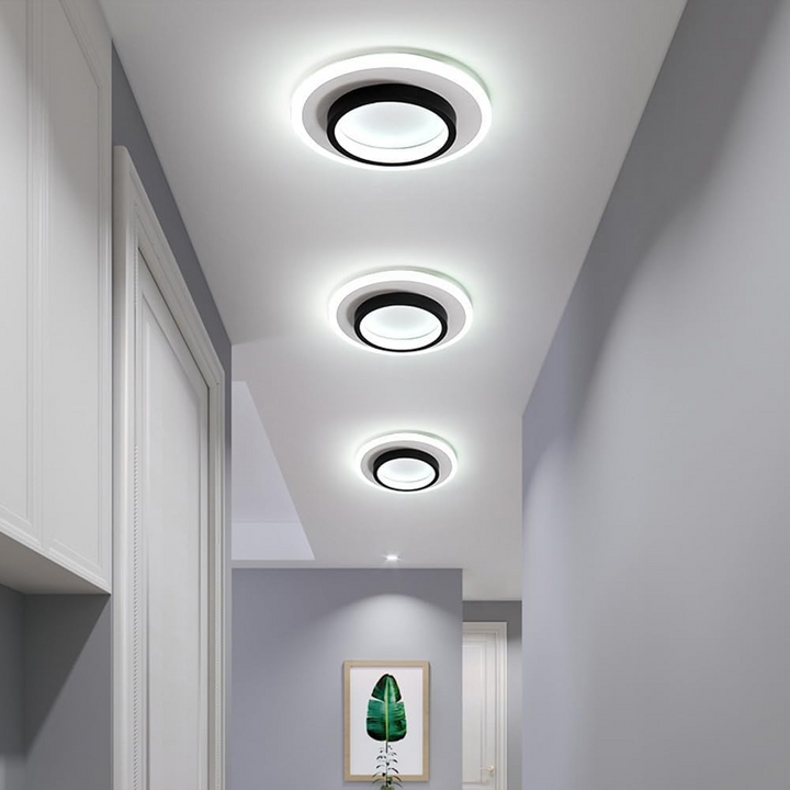 Eldaro Lámpara de techo – Lámpara de techo LED redonda de metal y acrílico con diseño moderno minimalista