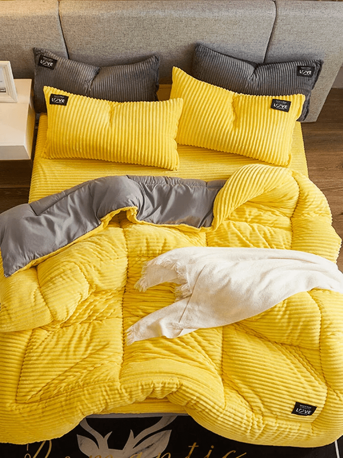 Conjunto de Roupa de Cama de Veludo Extra Quente | Luxuoso para Outono e Inverno