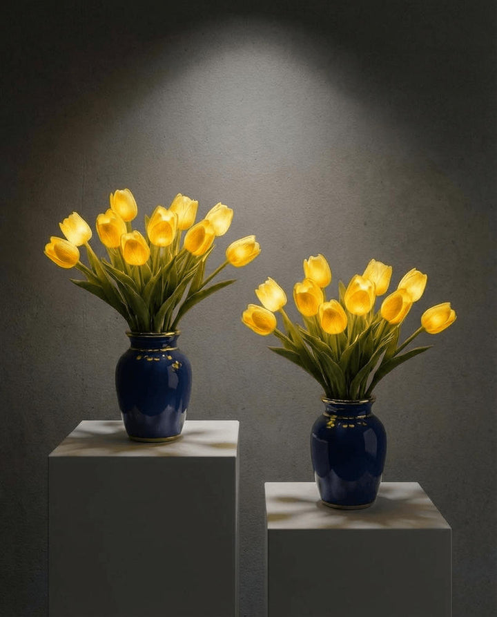 LED Tulip Bouquet Lamp – Glowing Artificial Tulips with Warm Ambient Light Tevako
