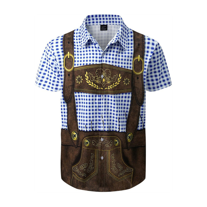 BierGaudi T-Shirt – Lederhosen &amp; Geruit Overhemd Print, Oktoberfest Must-Have
