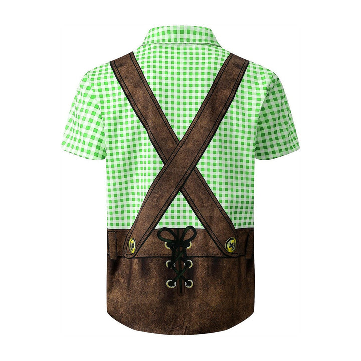 BierGaudi T-Shirt – Lederhosen &amp; Geruit Overhemd Print, Oktoberfest Must-Have