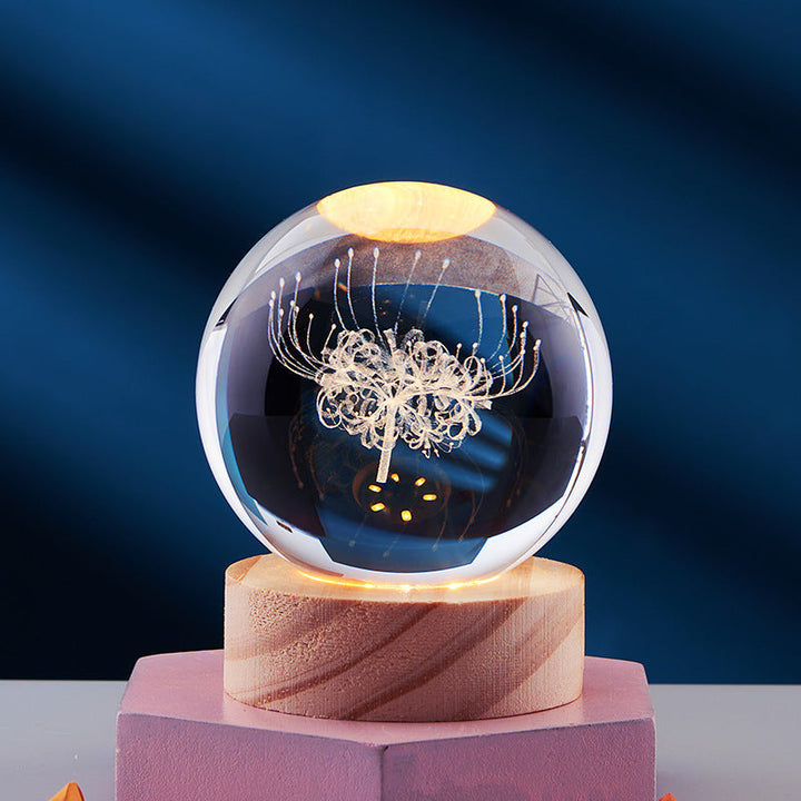 CrystalGlow lampada notturna – sfera di cristallo 3D con luce calda