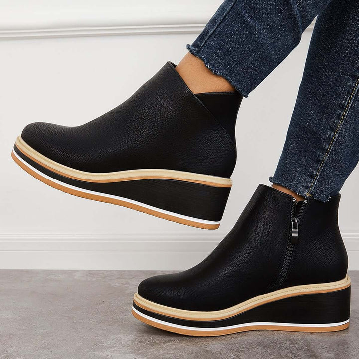 Dames Wedge Enkelboots – Comfortabele Platform Instappers met Rits Vestragear