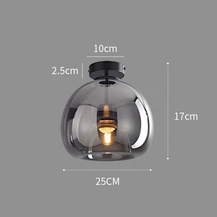 Valtaro Plafondlamp – Koperen plafondlamp met glazen kap en retro-modern design