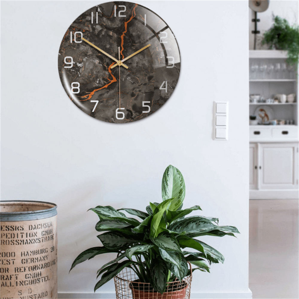 StoneAura – Wandklok Marmerlook – Stille Moderne Woondecoratie