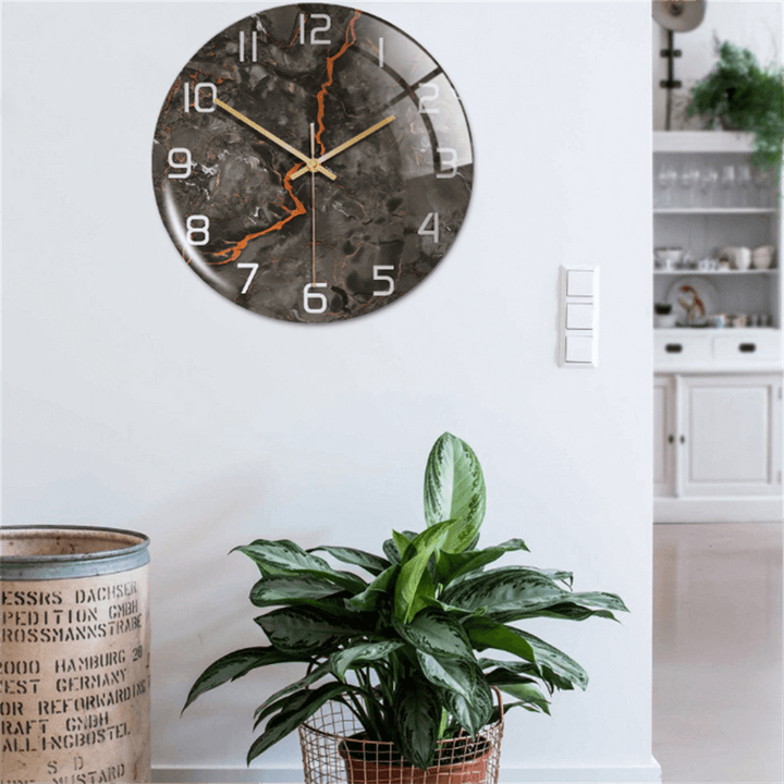 StoneAura – Wandklok Marmerlook – Stille Moderne Woondecoratie