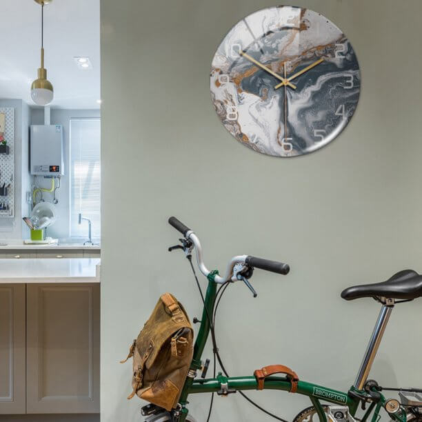 StoneAura – Wandklok Marmerlook – Stille Moderne Woondecoratie