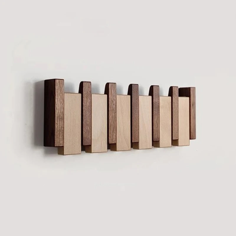 PianoCraft – Attaccapanni da parete in legno fatto a mano con ganci pieghevoli