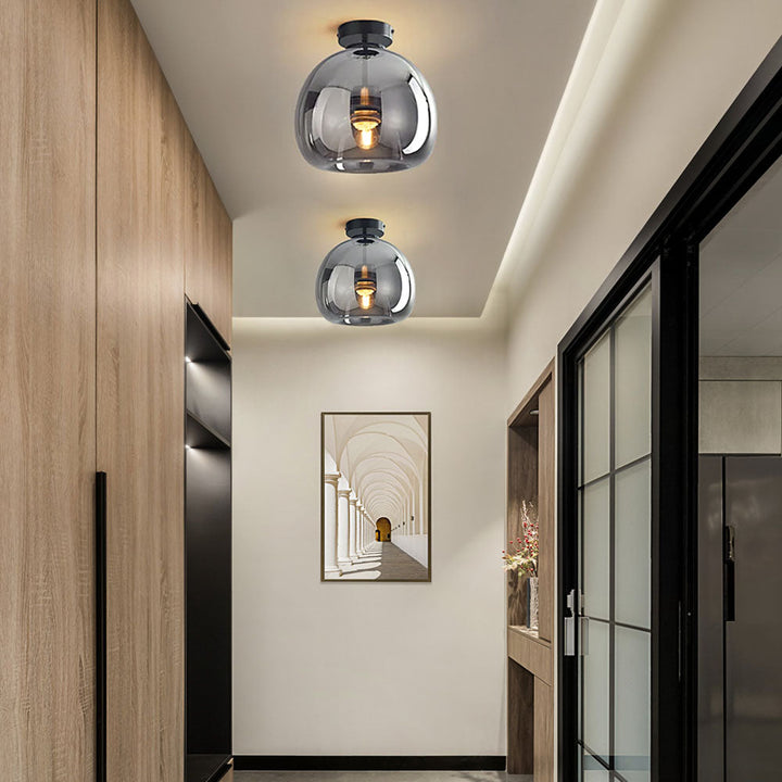 Valtaro Plafondlamp – Koperen plafondlamp met glazen kap en retro-modern design
