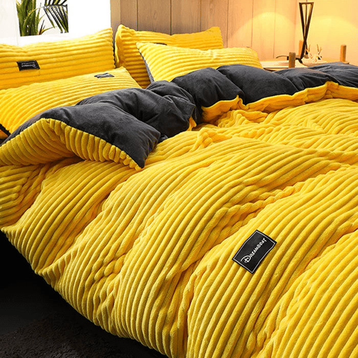 Conjunto de Roupa de Cama de Veludo Extra Quente | Luxuoso para Outono e Inverno
