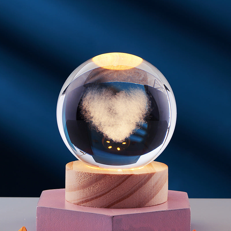 CrystalGlow lampada notturna – sfera di cristallo 3D con luce calda