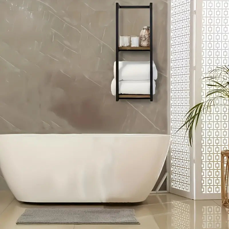 2-Laags Wandgemonteerd Handdoekenrek van Koolstofstaal 77 cm 2