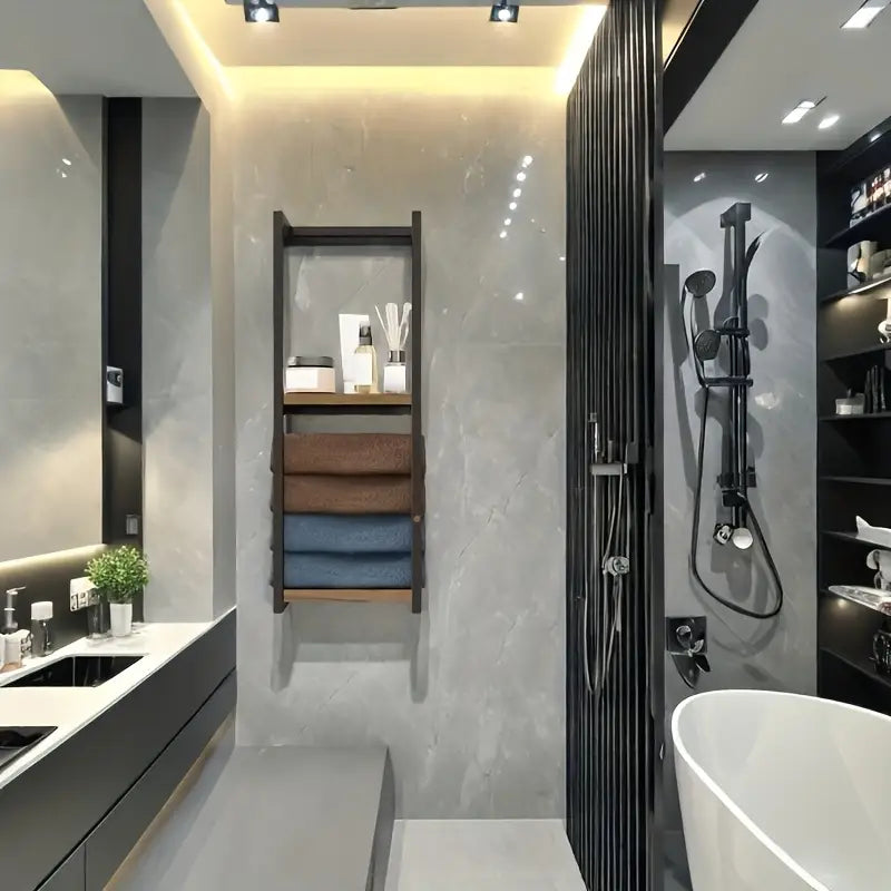 2-Laags Wandgemonteerd Handdoekenrek van Koolstofstaal 77 cm 3