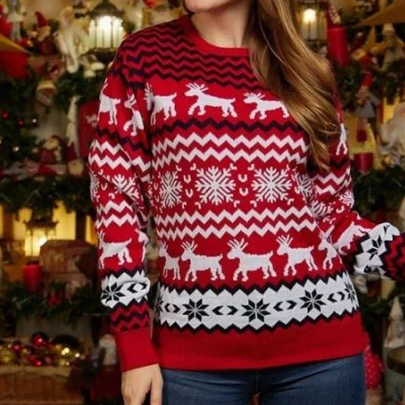 NordGlanz – Maglione di Natale unisex in misto cotone con stampa festiva