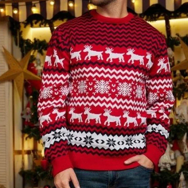 NordGlanz – Maglione di Natale unisex in misto cotone con stampa festiva