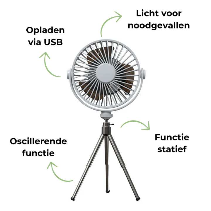 Venturo – Camping Ventilator met LED &amp; 10000mAh Batterij – Outdoor &amp; Tent VestraGear