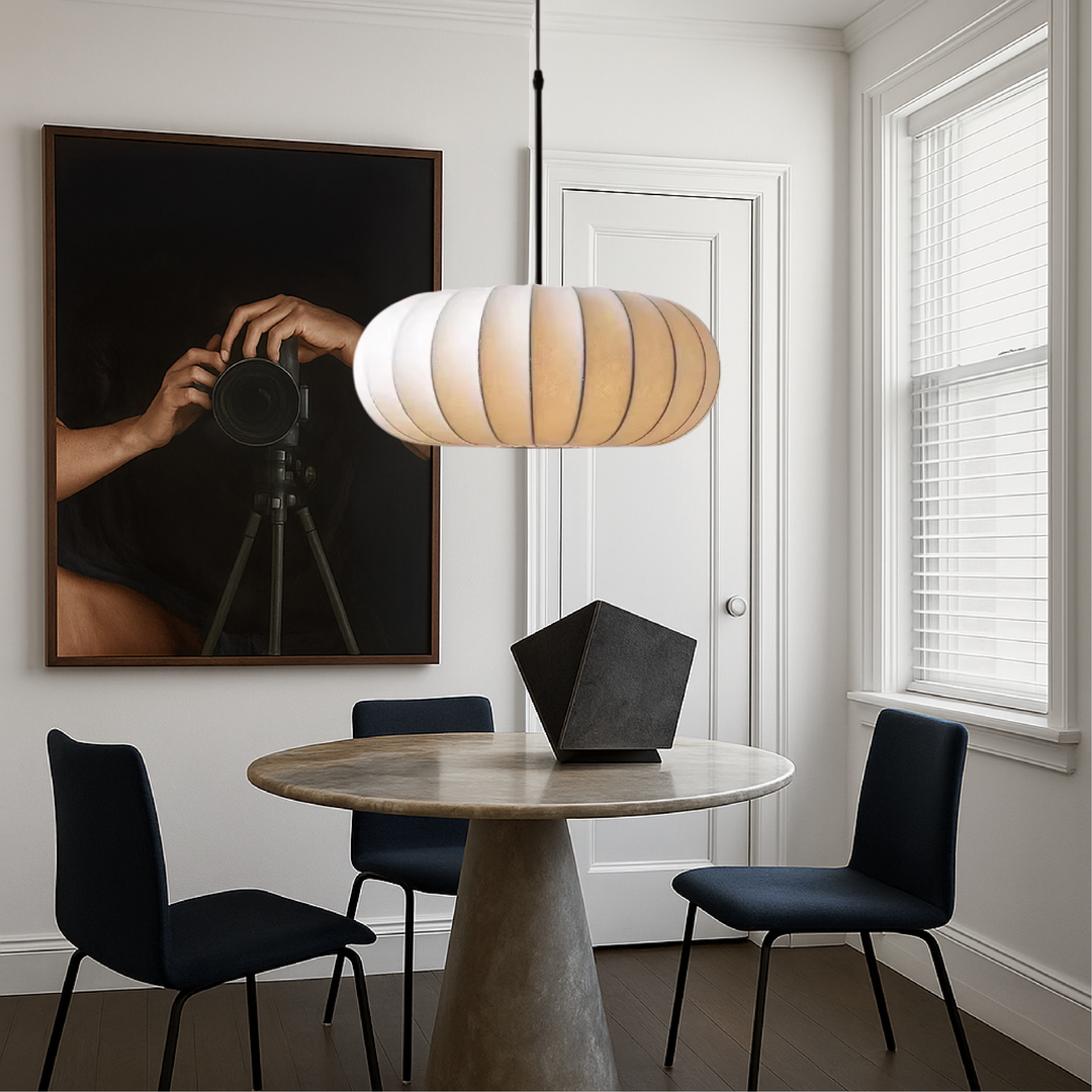Lámpara de techo Verona – Pantalla de seda hecha a mano con luz cálida y diseño minimalista