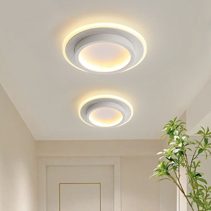 Eldaro Lámpara de techo – Lámpara de techo LED redonda de metal y acrílico con diseño moderno minimalista